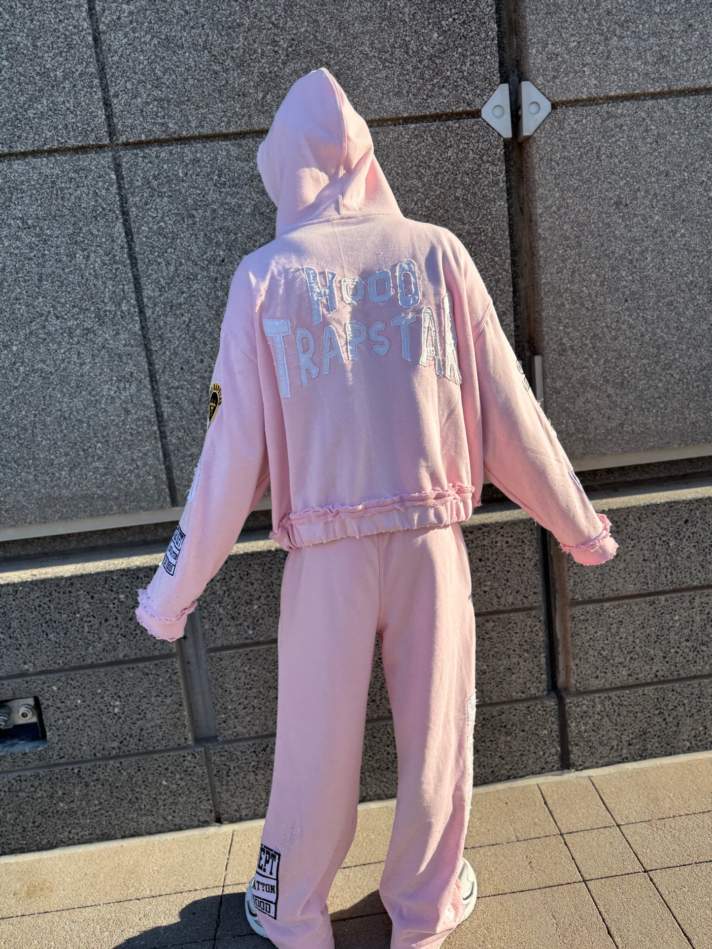 Official pink "trap$tar" baggy cropped trackset